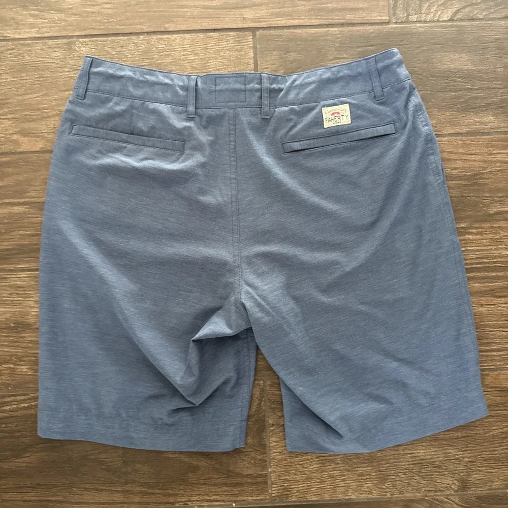 Faherty All Day Shorts Men 33 Blue Drawstring Stretch Performance Golf 9 Inseam